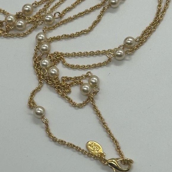 Vintage Joan Rivers 48" Gold Glass Pearl Station Layered Statement Necklace - Picture 6 of 6